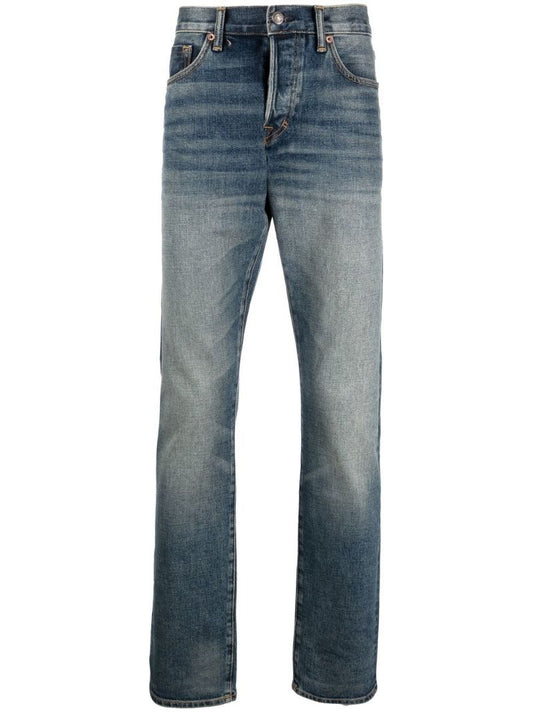 Blue Stonewash Straight-leg Jeans