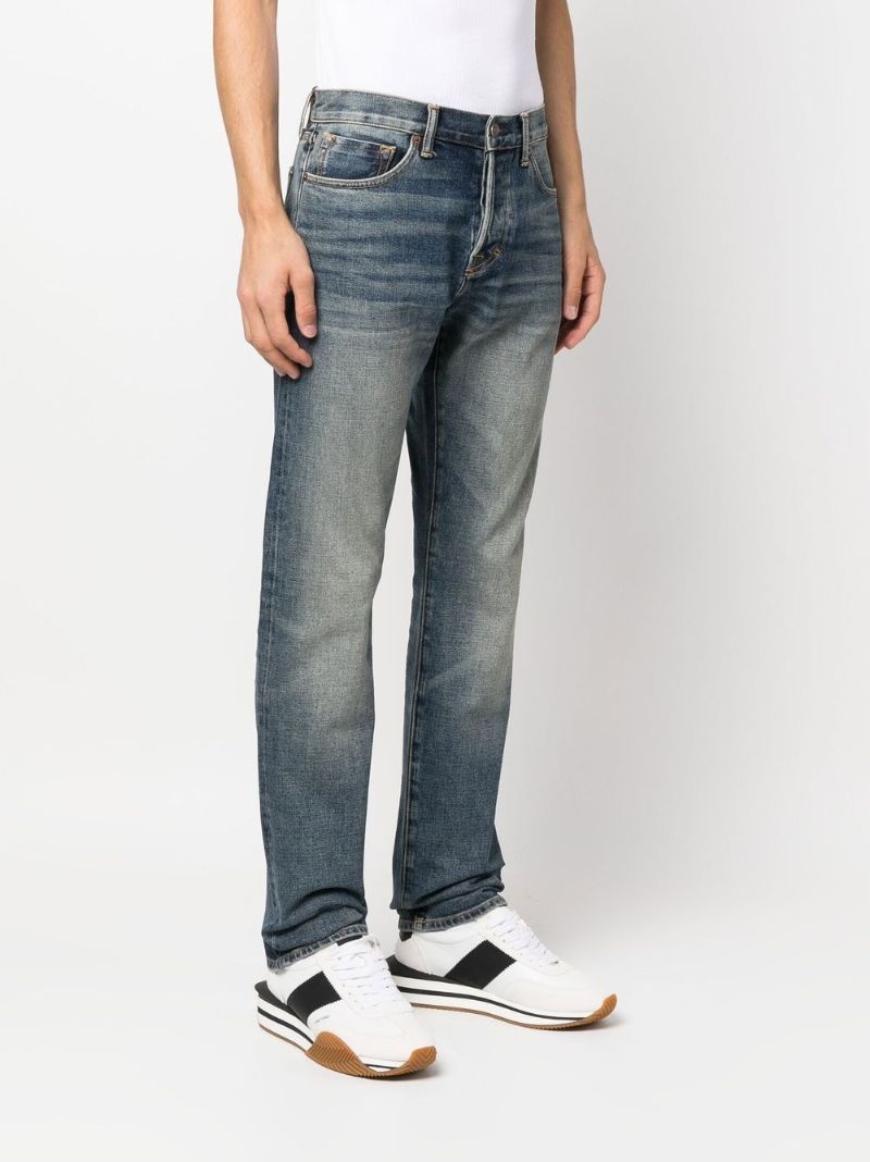 Blue Stonewash Straight-leg Jeans