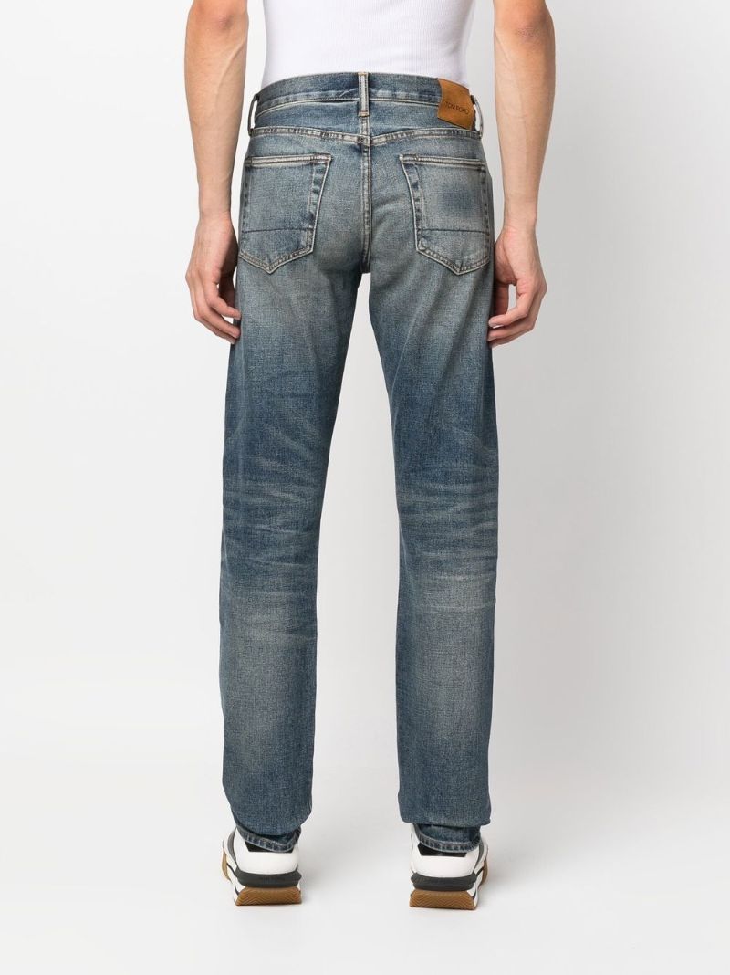 Blue Stonewash Straight-leg Jeans