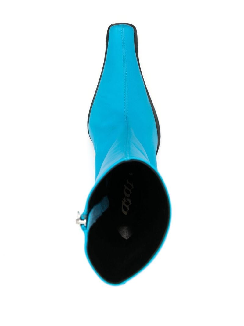 Blue Hook-heel Leather Boots