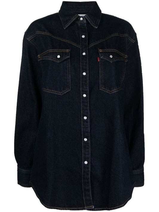Black Button-up Denim Shirt