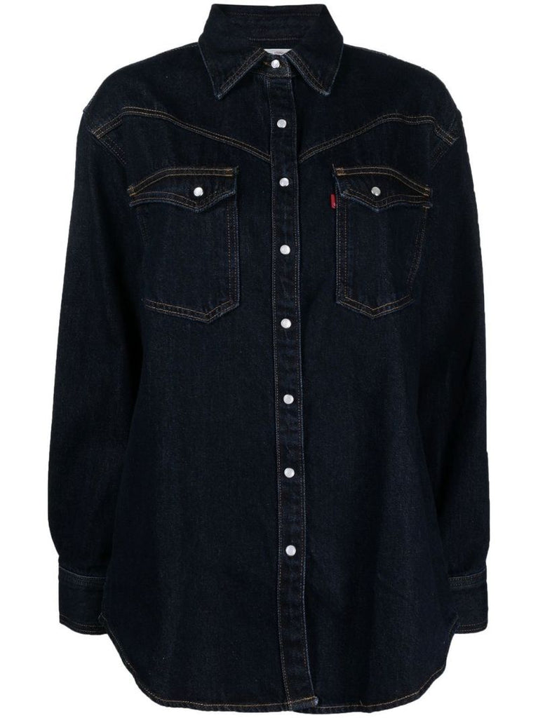 Black Button-up Denim Shirt