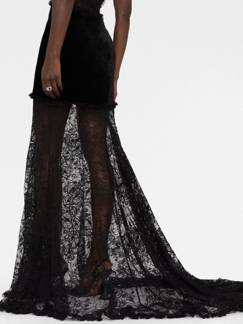 Black Lace Halterneck Gown