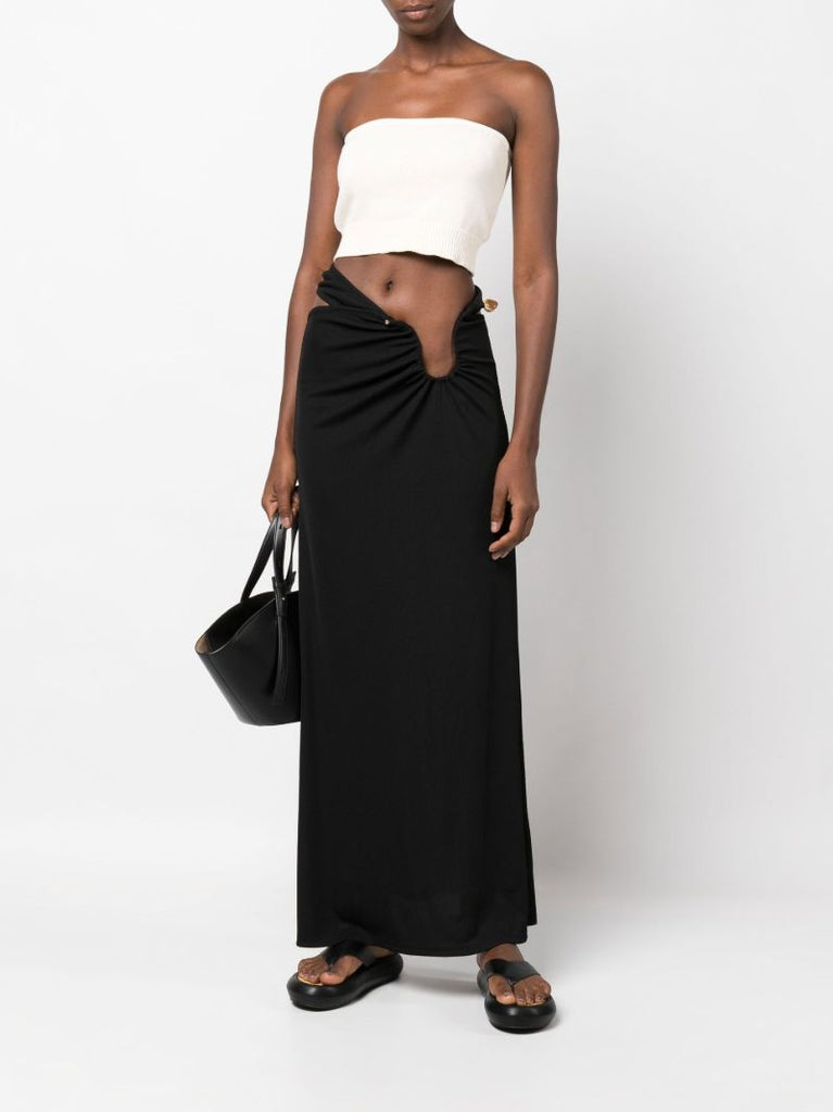 Black Cutout Quartz Midi Skirt