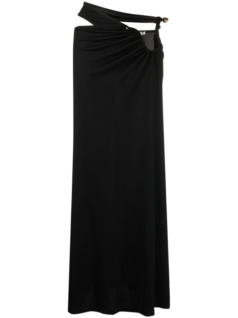 Black Cutout Quartz Midi Skirt