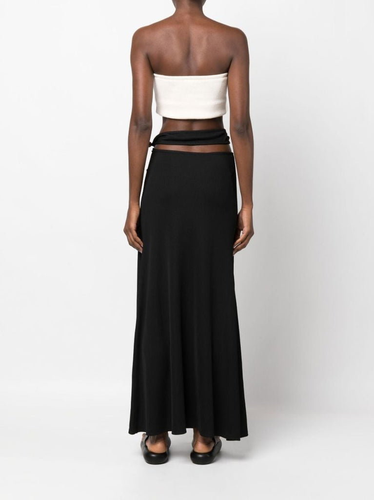 Black Cutout Quartz Midi Skirt
