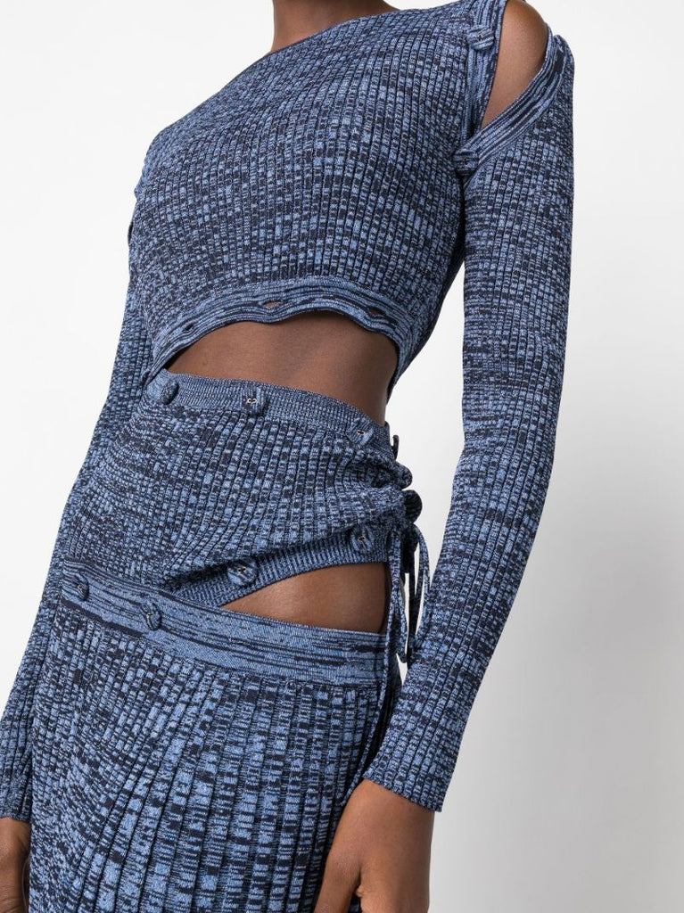 Blue Deconstruct Long Sleeve Dress