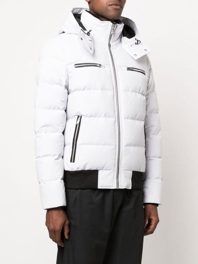 White Cloud Bomber Hooded Quilted Jacket
