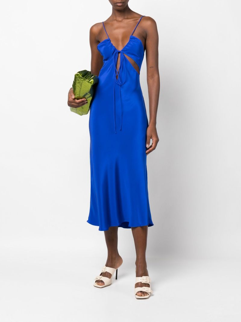 Blue Triquetra Cut-out Silk Slip Dress