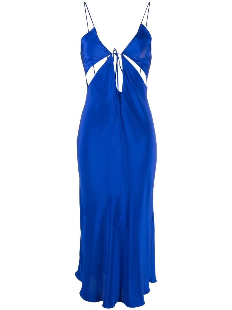 Blue Triquetra Cut-out Silk Slip Dress