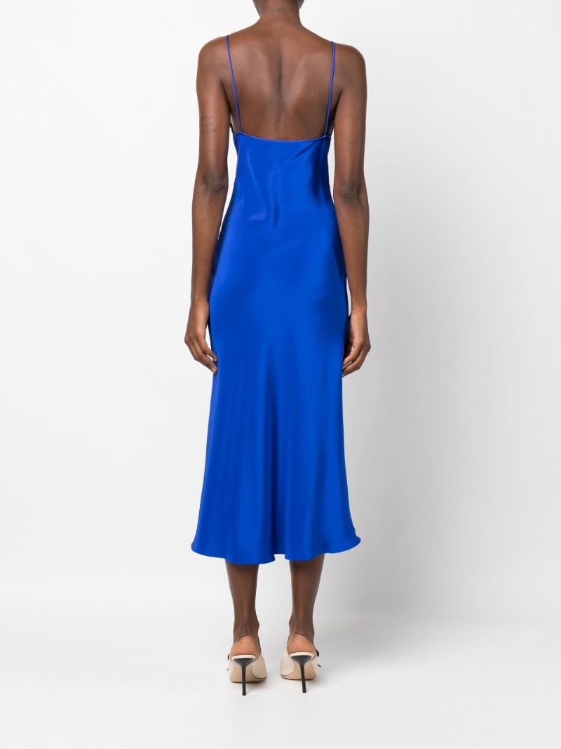 Blue Triquetra Cut-out Silk Slip Dress