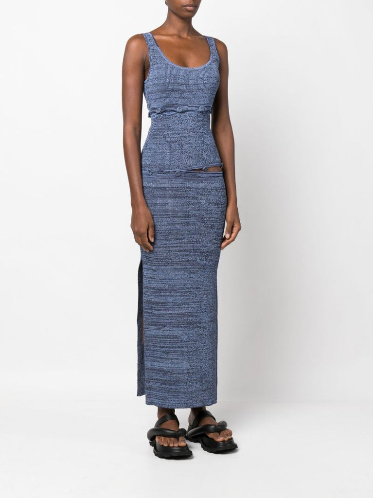 Blue Deconstruct Ribbed Tank Dress