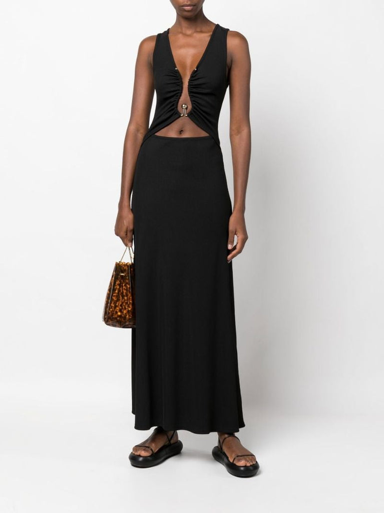 Black Polar Orbit Cutout Dress