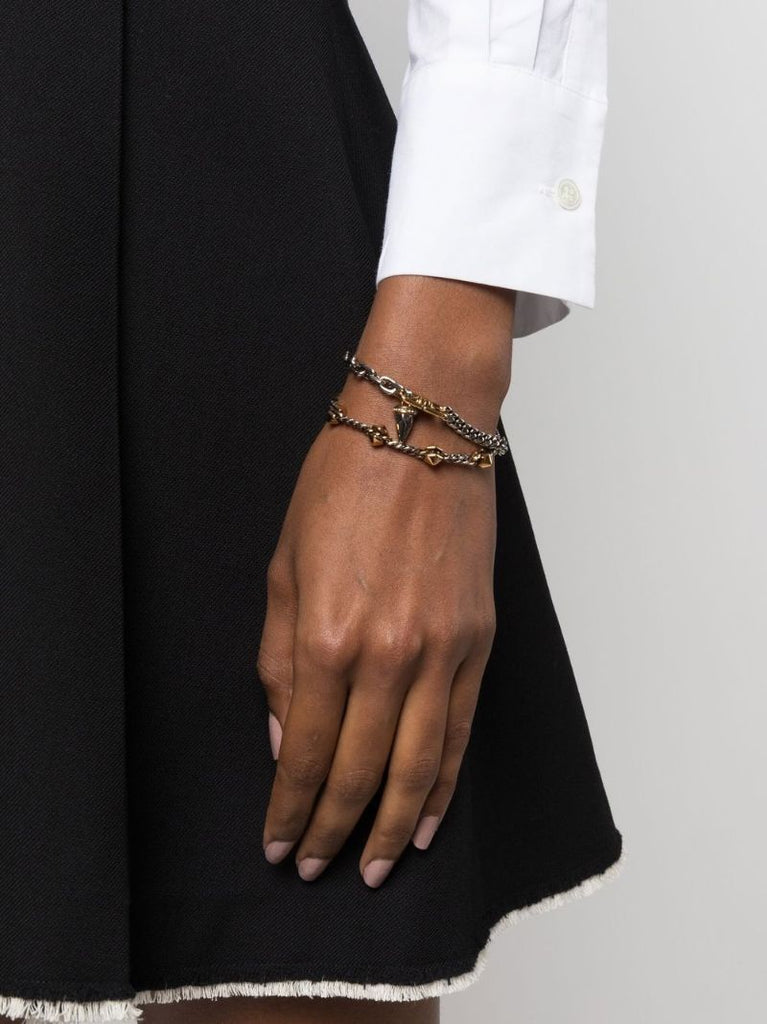 Silver-tone Spike Cable Link Bracelet