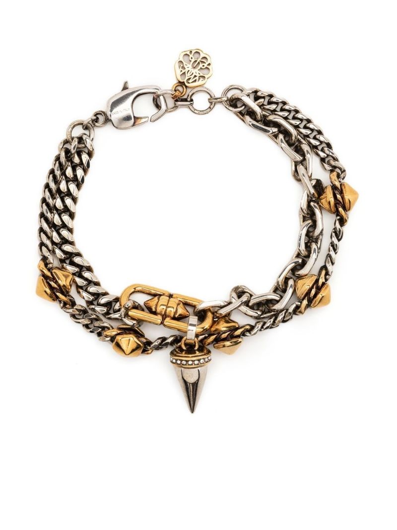 Silver-tone Spike Cable Link Bracelet