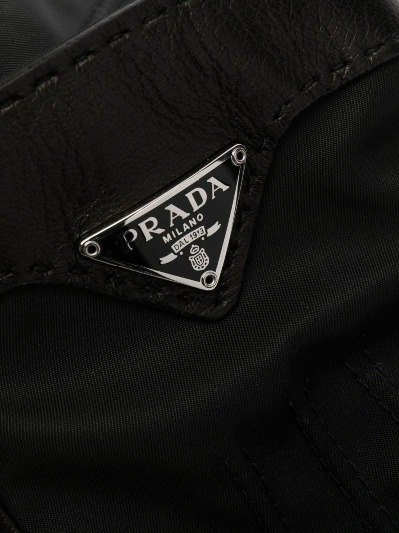 Black Triangle Logo Leather Gloves