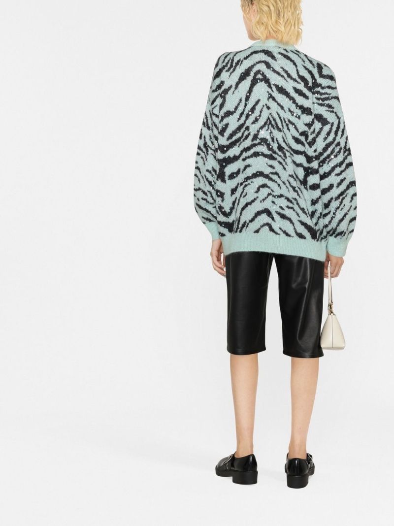 Green Crystal Zebra Stripe Cardigan