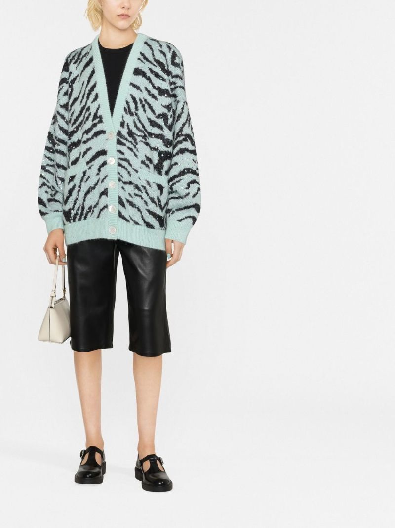 Green Crystal Zebra Stripe Cardigan