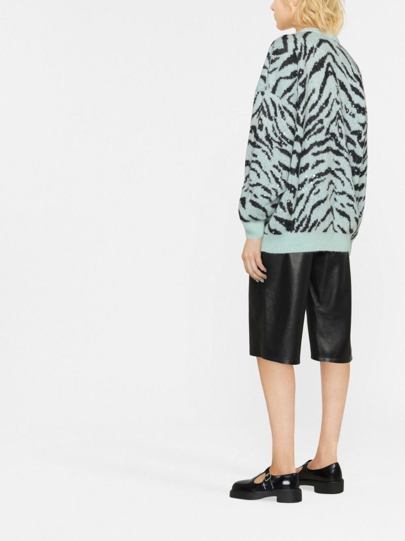 Green Crystal Zebra Stripe Cardigan