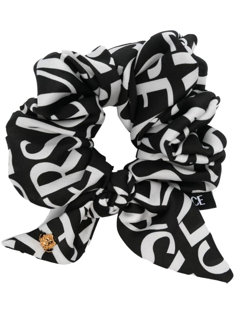 Black Logo Print Scrunchie