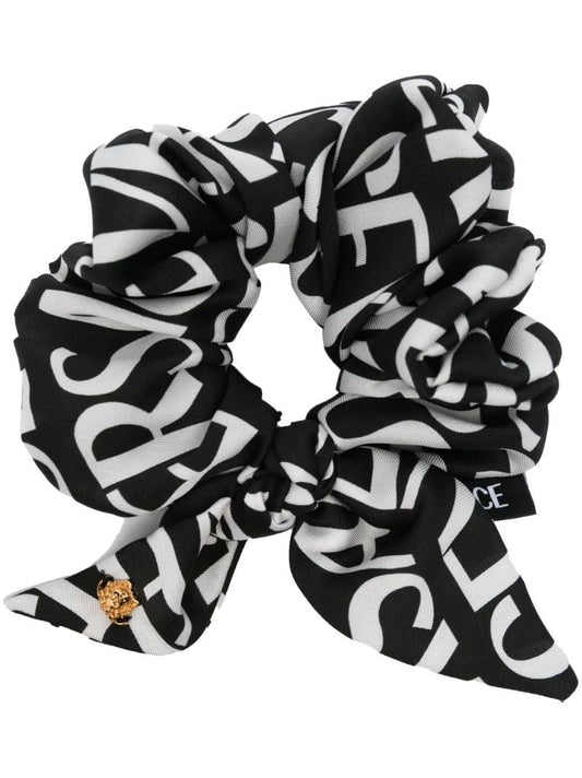 Black Logo Print Scrunchie
