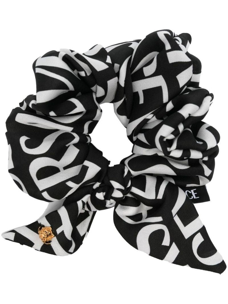 Black Logo Print Scrunchie