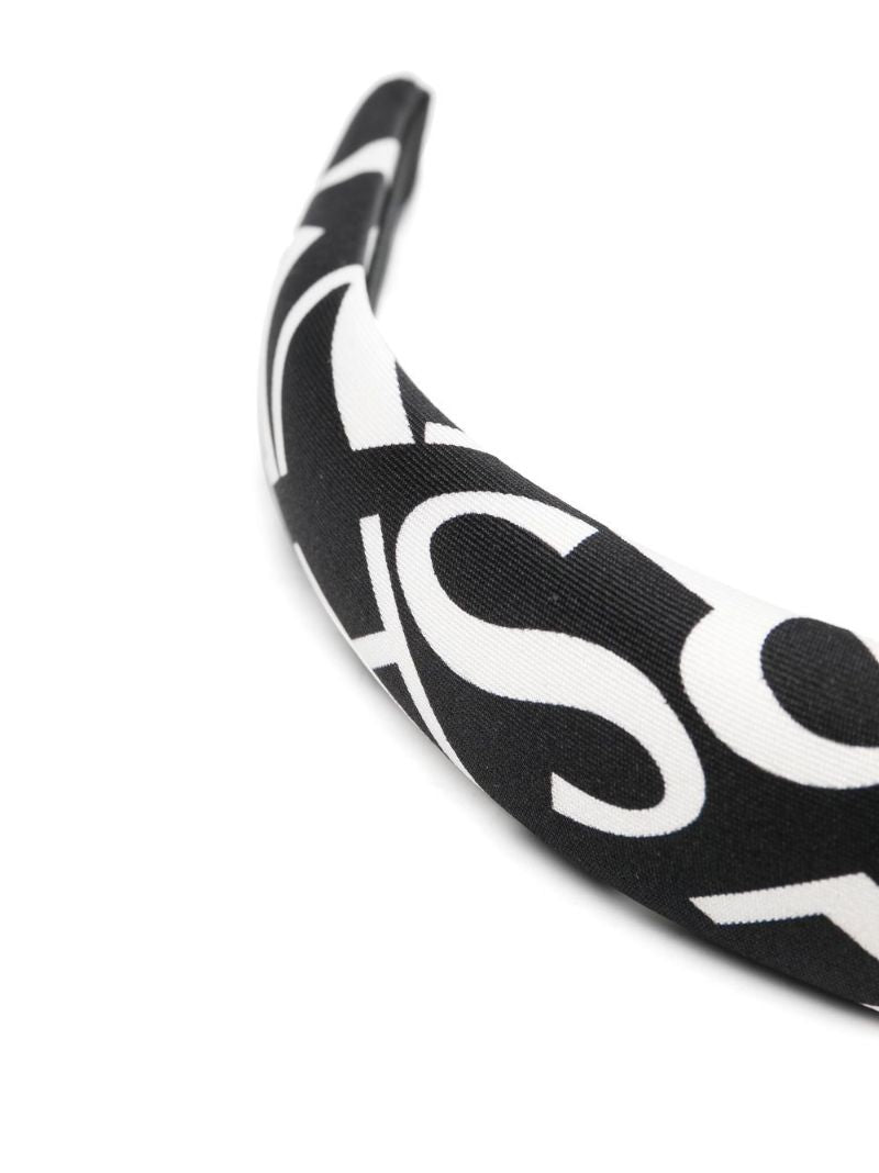 Black Logo Print Silk Headband