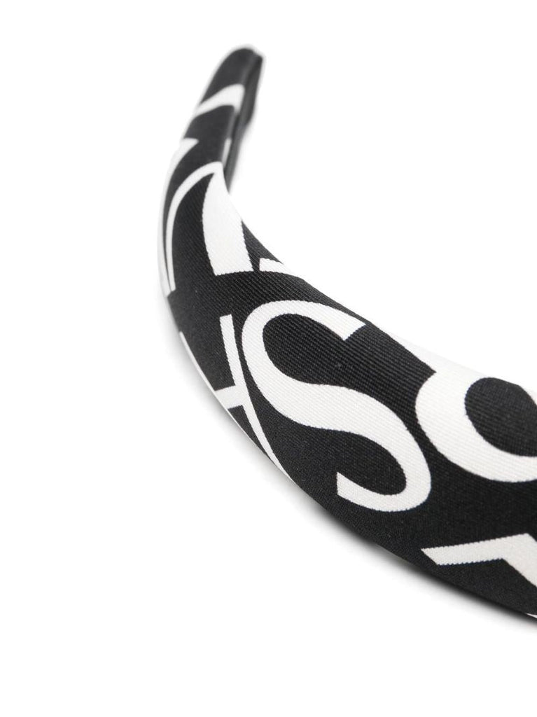 Black Logo Print Silk Headband