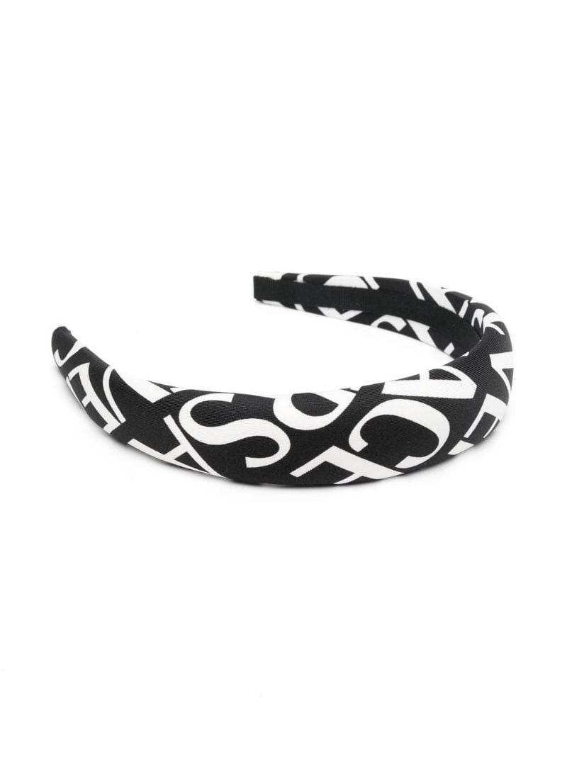 Black Logo Print Silk Headband