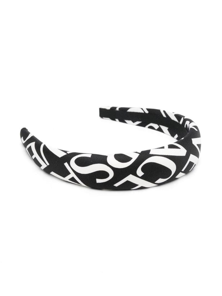 Black Logo Print Silk Headband