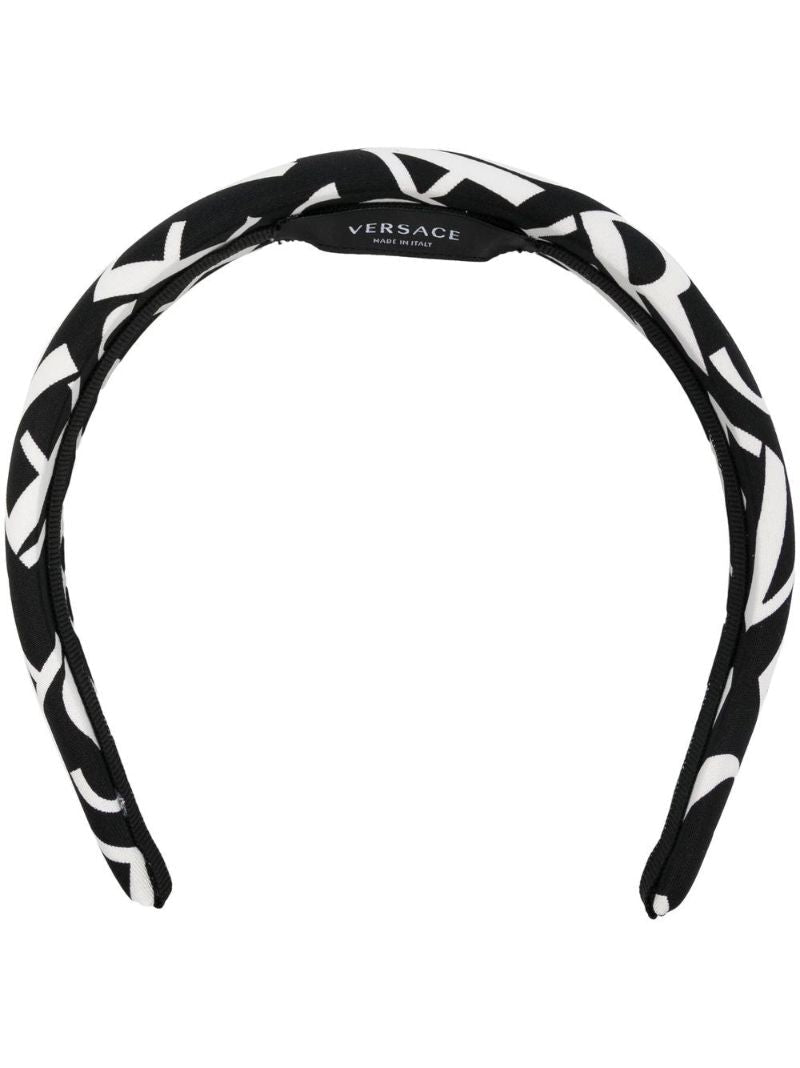 Black Logo Print Silk Headband