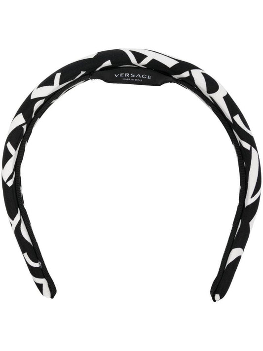 Black Logo Print Silk Headband
