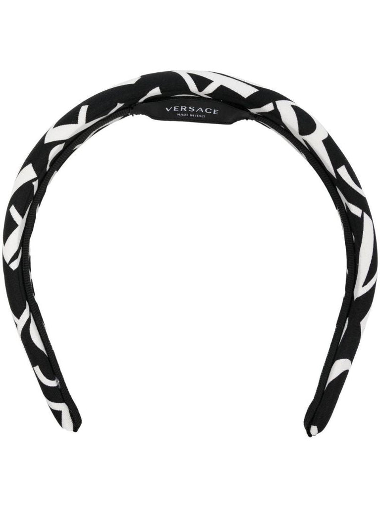 Black Logo Print Silk Headband