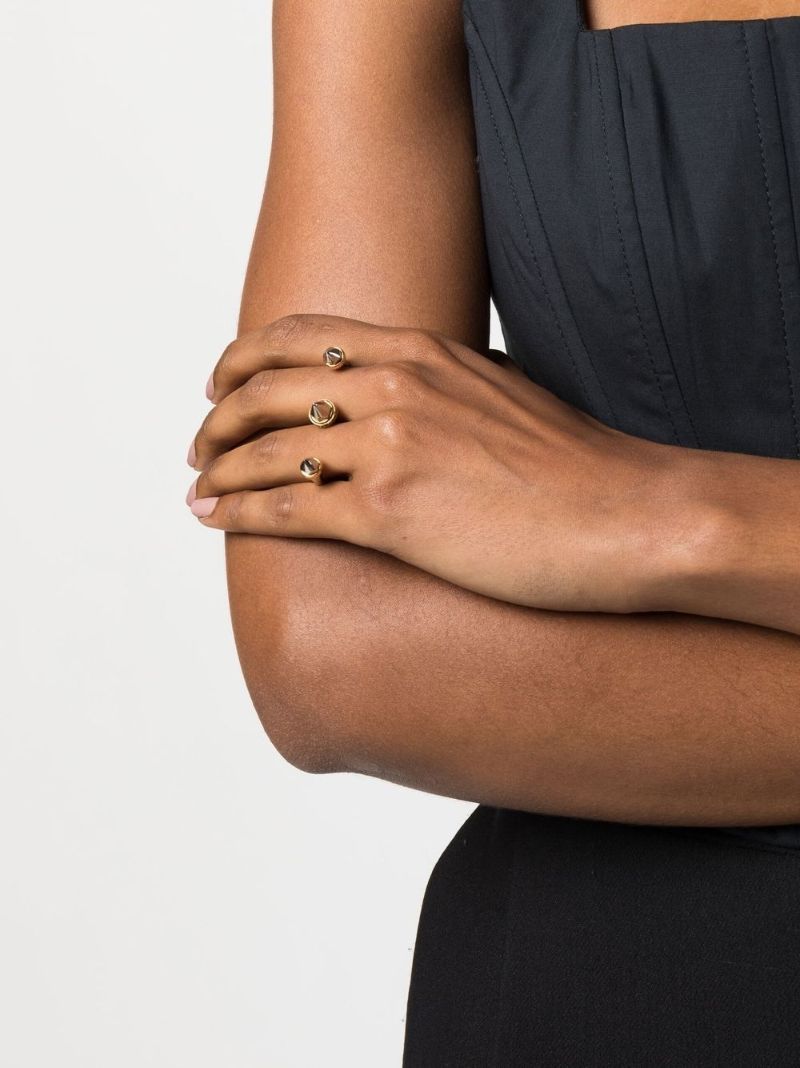 Silver-tone Studded Double Finger Ring