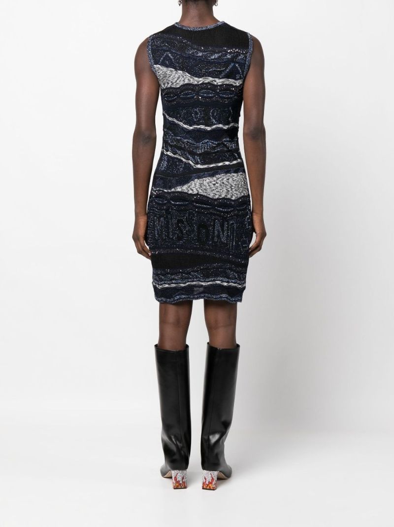 Blue Logo-jacquard Knit Dress