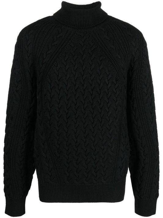 Black Cable-knit Wool Sweater