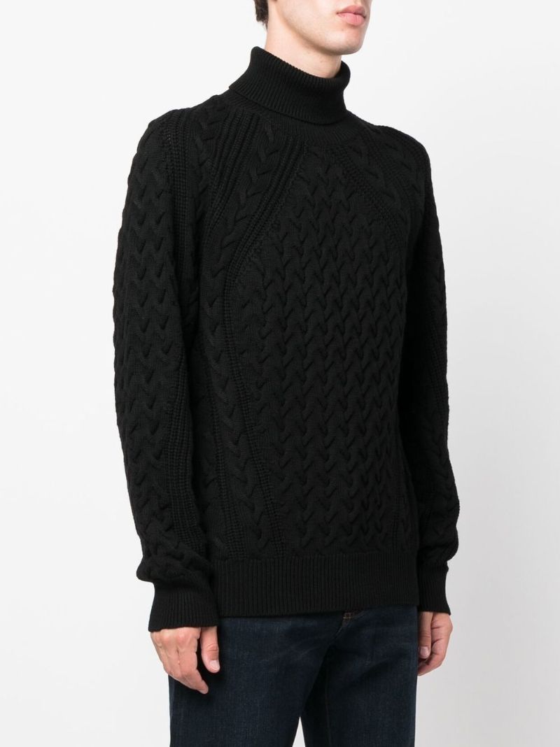 Black Cable-knit Wool Sweater