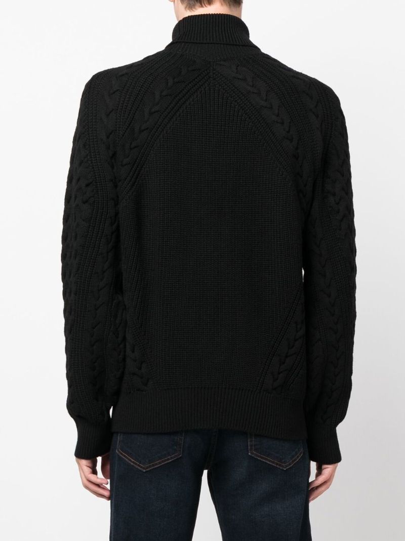 Black Cable-knit Wool Sweater