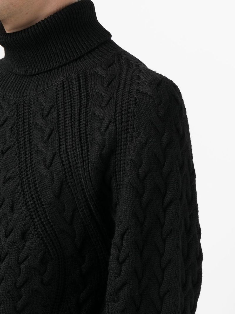 Black Cable-knit Wool Sweater