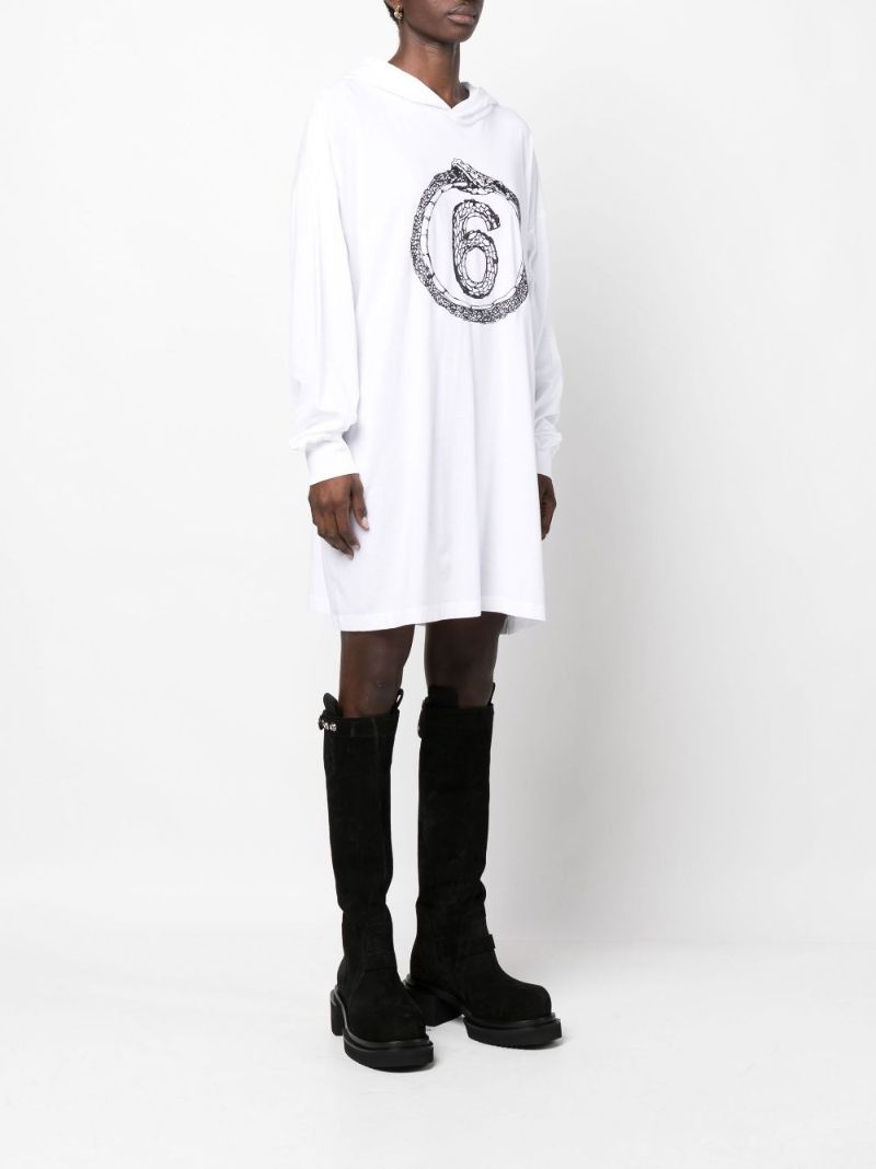 White Hooded Cotton Dress