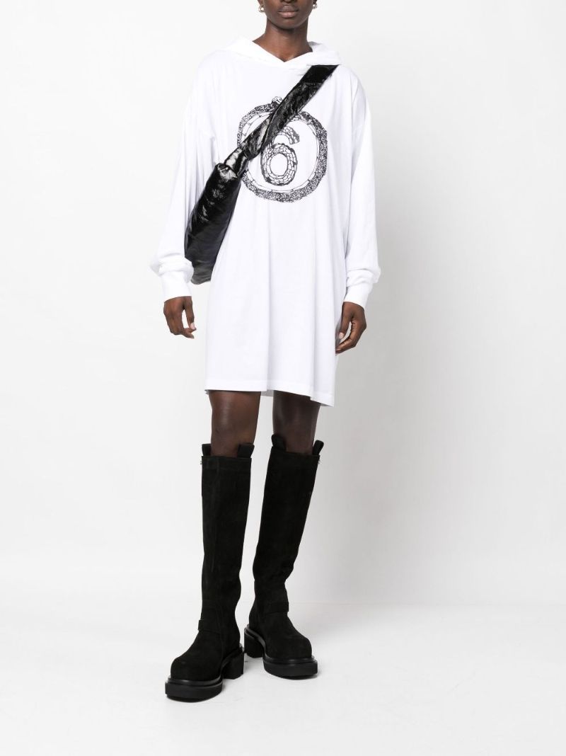 White Hooded Cotton Dress