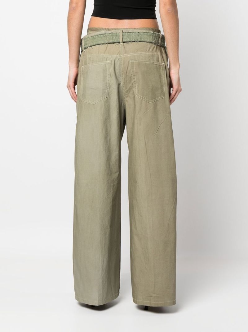 Green Belted Wide-leg Trousers