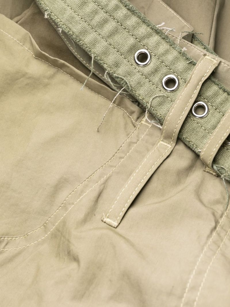 Green Belted Wide-leg Trousers
