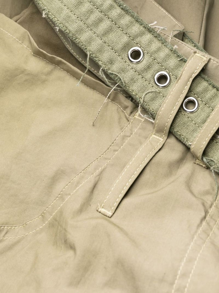 Green Belted Wide-leg Trousers
