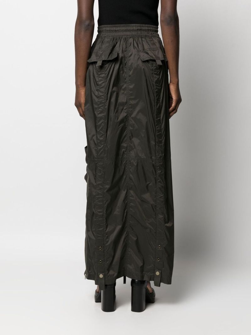 Green O-crep Zip-up Maxi Skirt