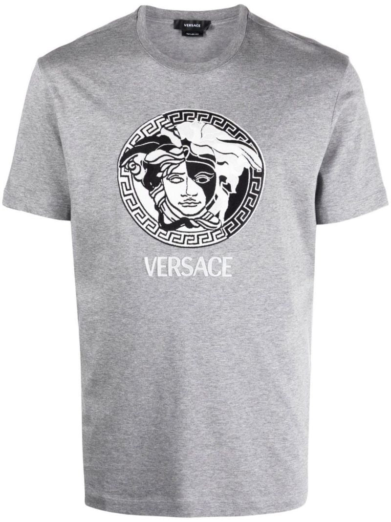 Grey Medusa Logo Cotton T-shirt