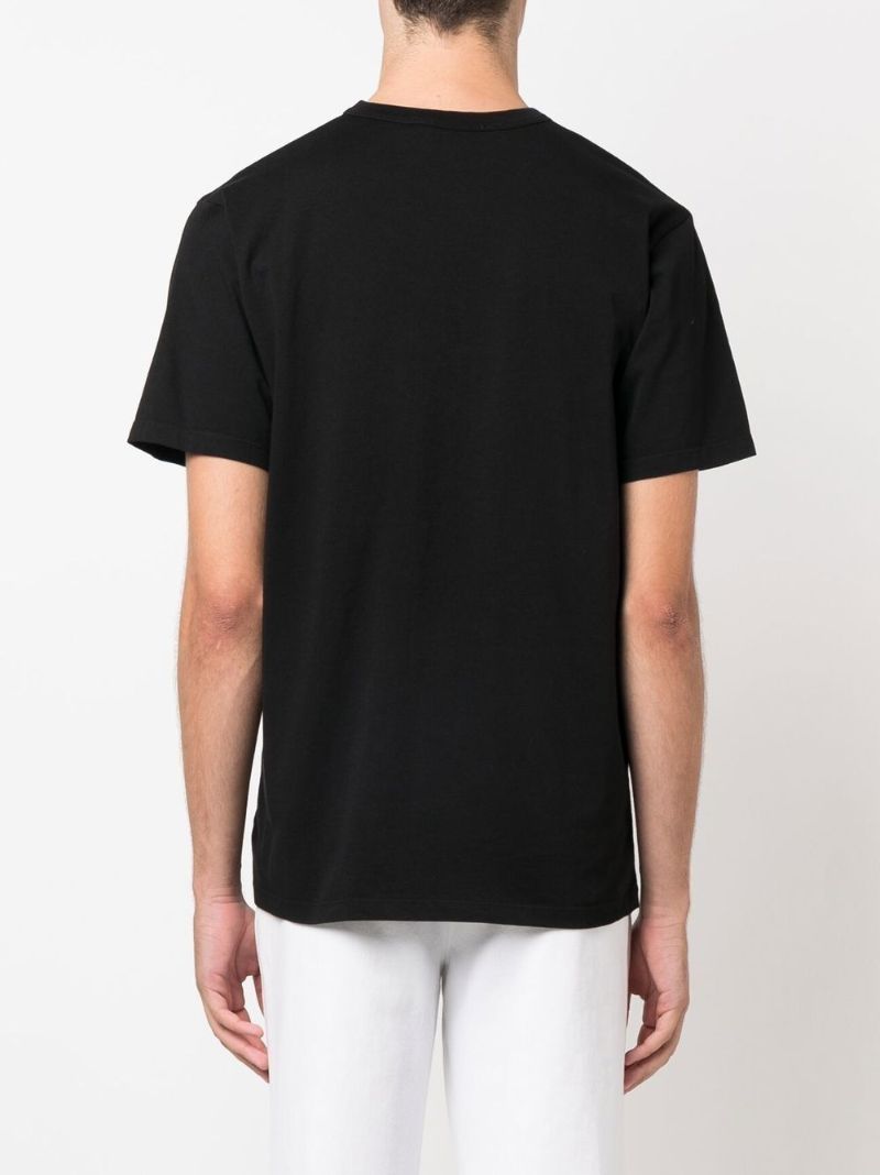 Black Double Monochrome Fox Head Patch Cotton T-shirt