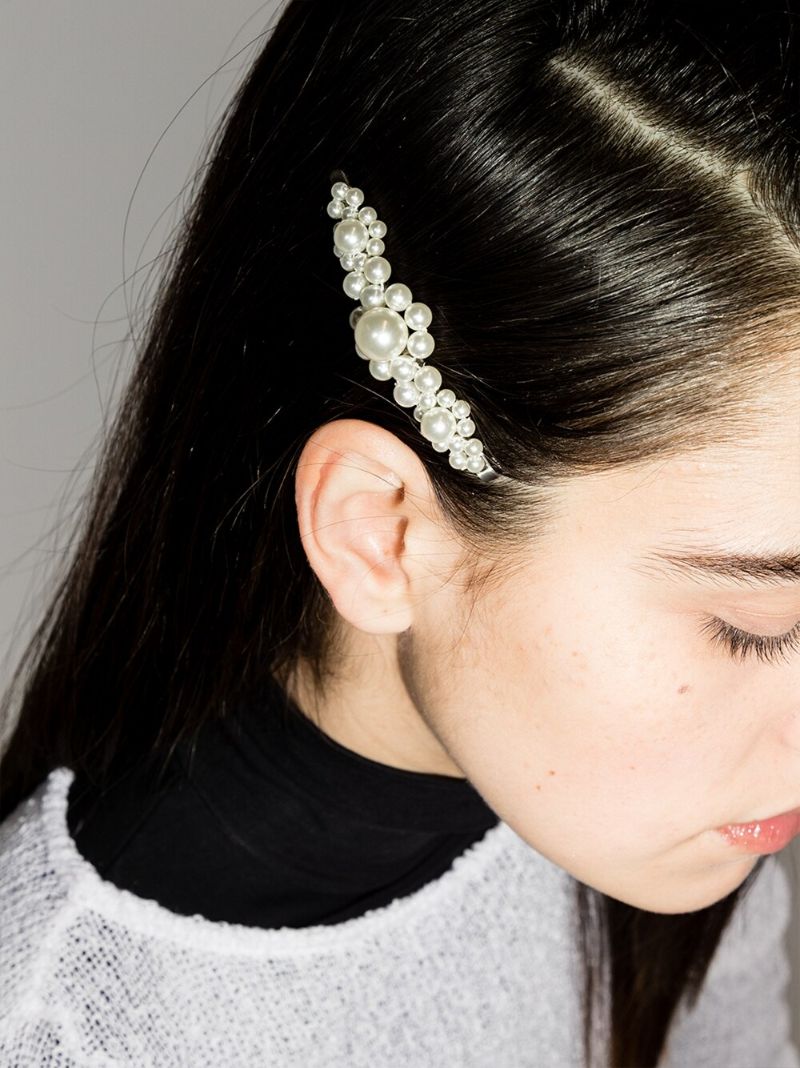White Large Floral Pearl Hair Clip