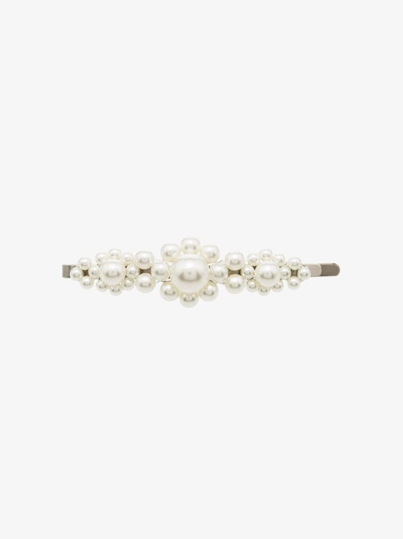 White Large Floral Pearl Hair Clip
