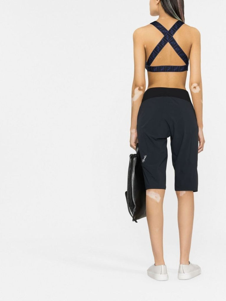 Blue Monogram Print Sports Bra